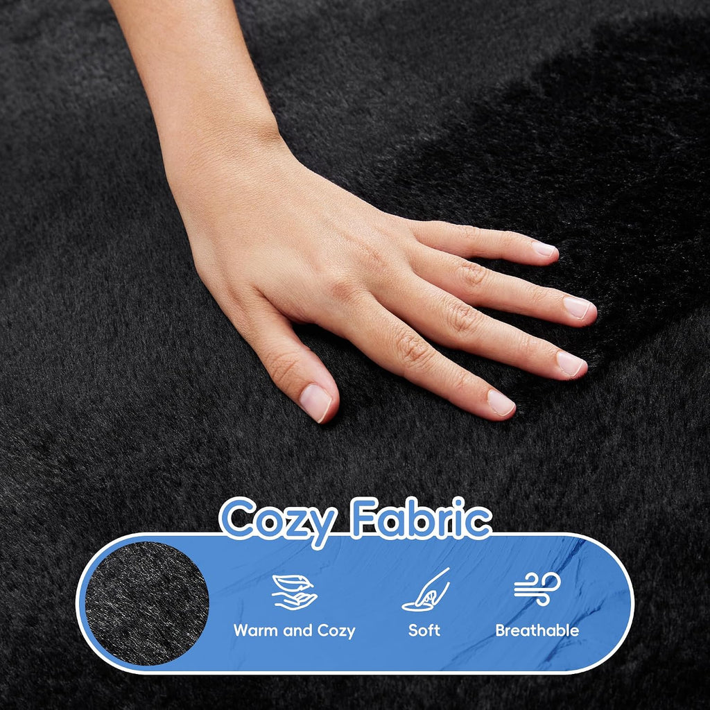 Hobestluk Bean Bag Chair Giant Bean Bag Chairs for Adults Big Bean Bag Chair with Memory Foam Filler Adults Large Beanbag with Faux Fur Cover for Bedroom(Plush Black,Oversize)