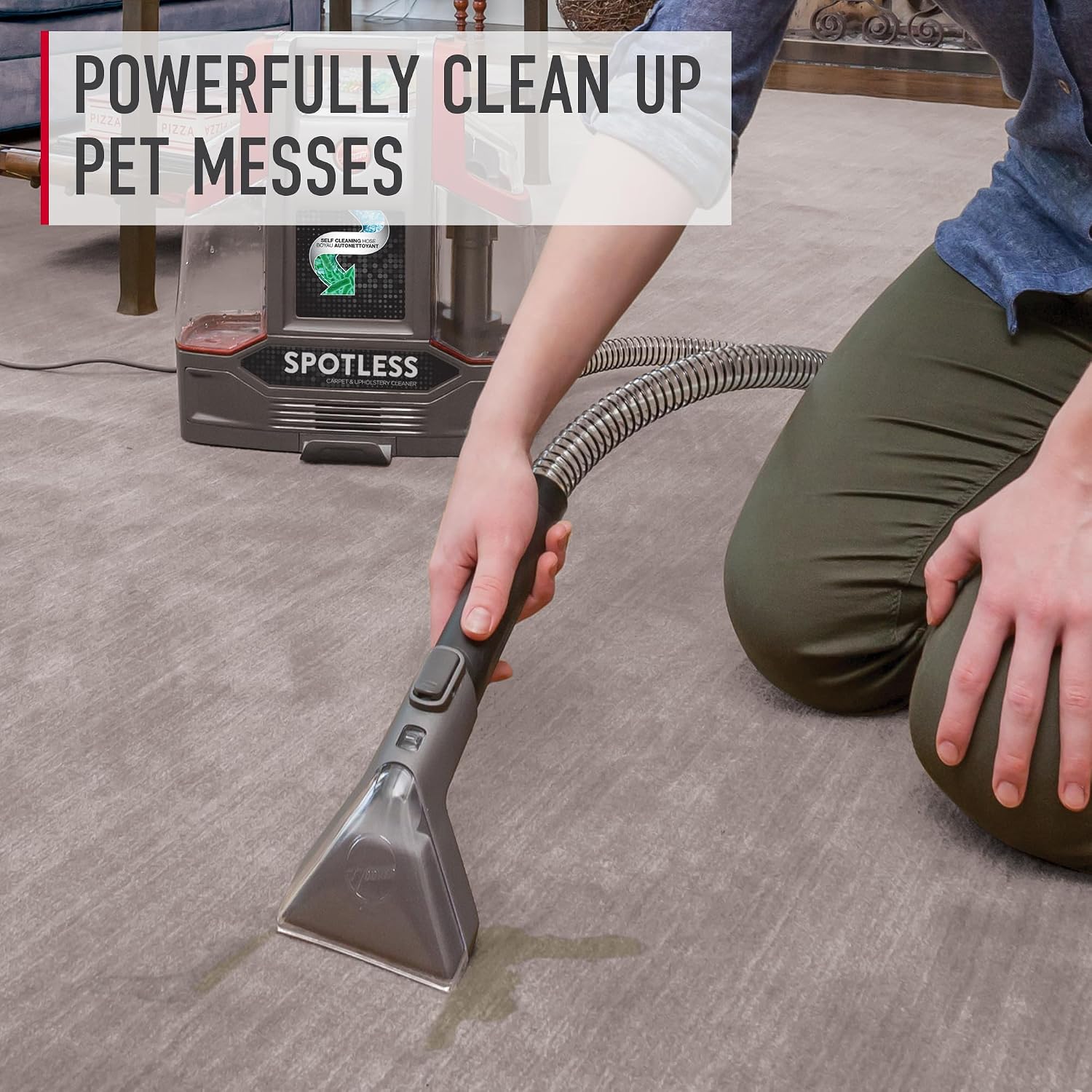 Hoover Spotless Portable Carpet + Upholstery Spot Cleaner Machine, Lightweight Shampooer Machine, Pet Stain Remover, Car and Auto Detailer, Pair with Hoover Carpet Cleaner Solution