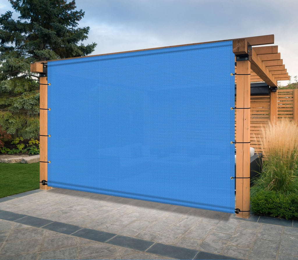 10' x 8' Universal Pergola Shade Cover Replacement Canopy with Grommets Weighted Rods Permeable for Outdoor Patio Porch Backyard Gazebo Blue