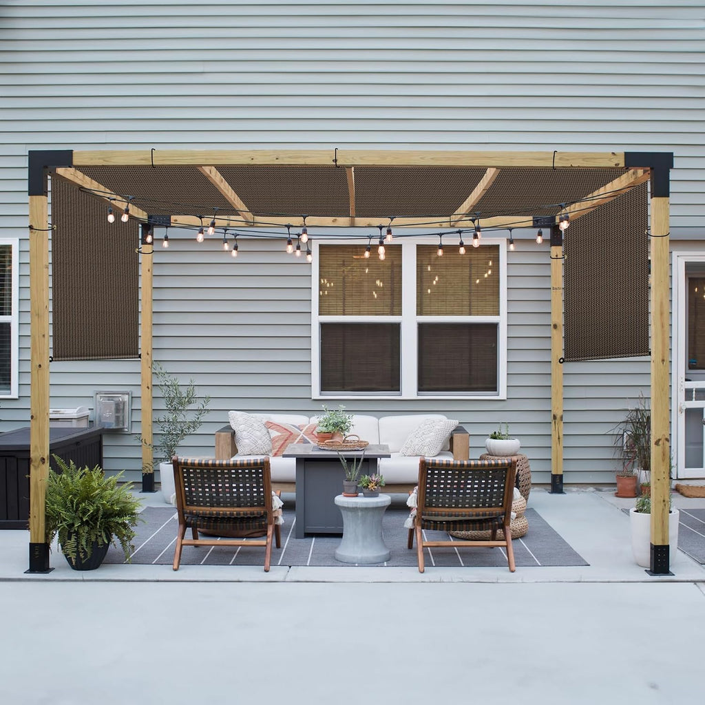 Patio Paradise 9' x 20' Pergola Canopy Replacement Cover Shade Cloth with Grommets Weighted Rods Outdoor Sun Shade Screen UV Block for Gazebo Backyard Deck Porch Balcony, Brown