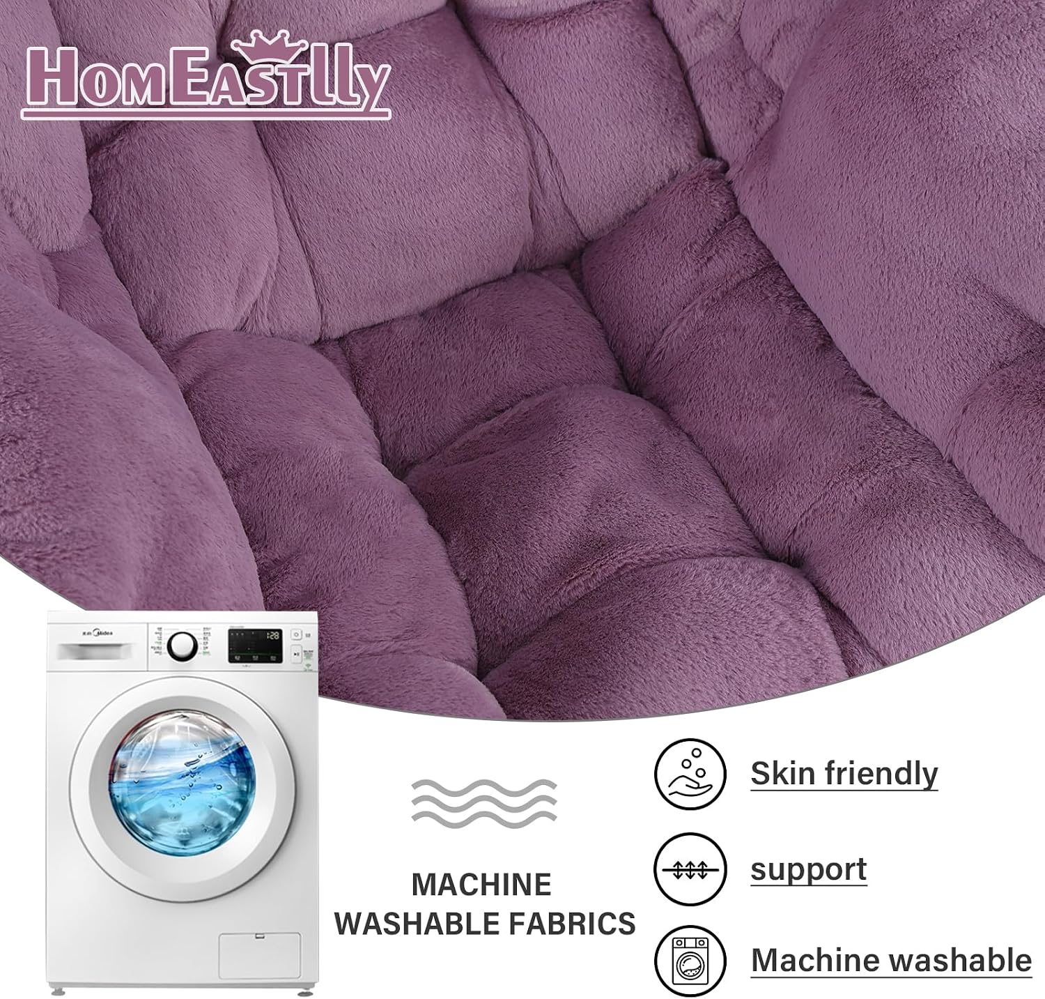 Lazy Chair with Ottoman, Reading Chair with a Pillow, Leisure Sofa Armchair with Ottoman, Large Accent Chair for Bedroom, Living Room, Dorm Room, Plush Purple