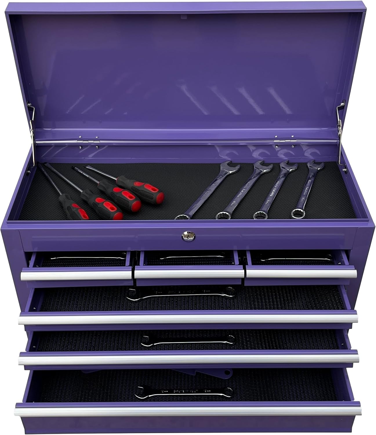 Workington Portable Metal Tool Chest with 6 Drawers, 24' 6-Drawer Tool Chest Cabinet with Ball Bearing Drawer Slides, Steel Tool Storage Box Organizer 4005 Purple