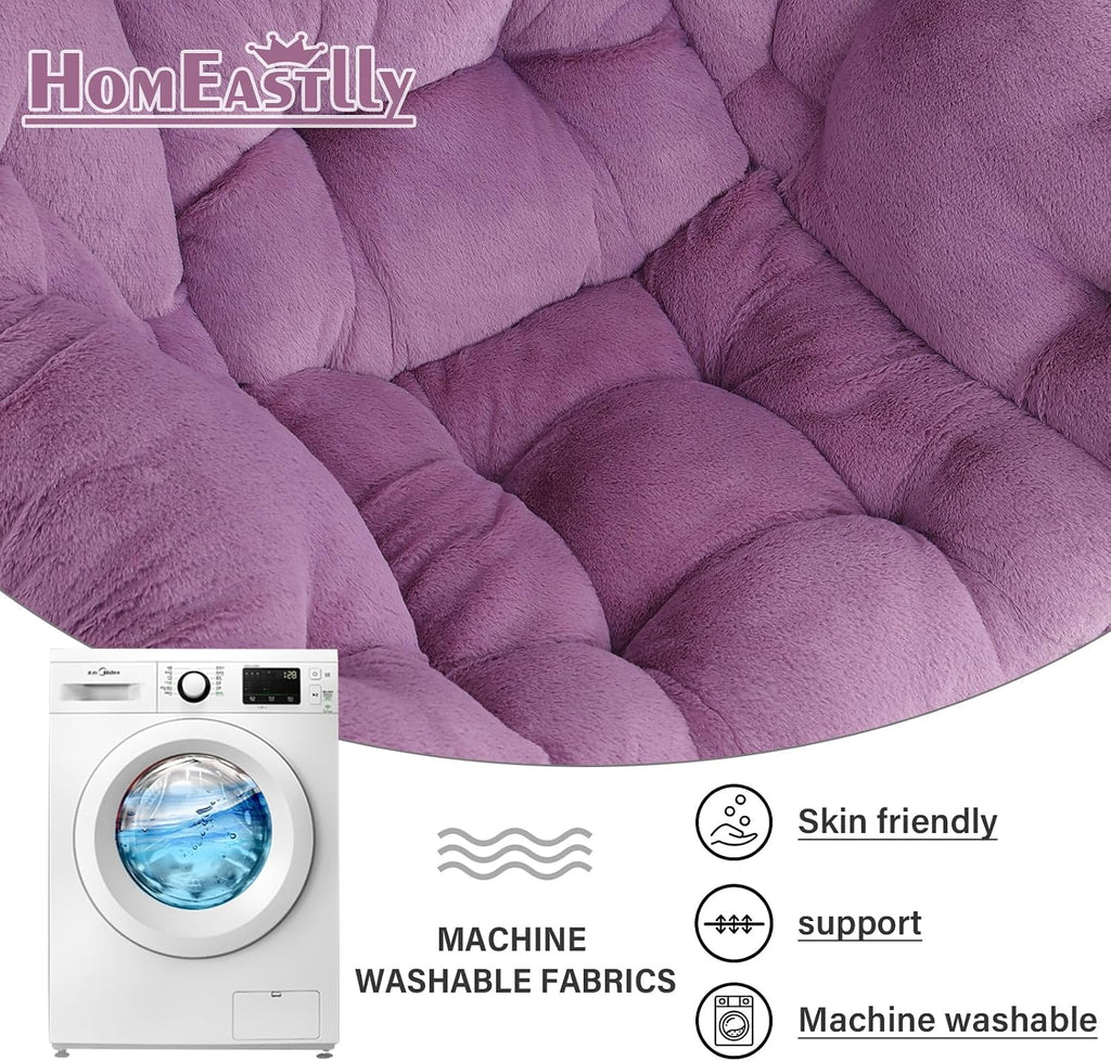 Lazy Chair with Ottoman, Large Purple Accent Chair with Ottoman and FA Throw Pillow, Comfy Plush Reading Chair for Living Room Bedroom Dorm Room Office Apartment Relaxing Use
