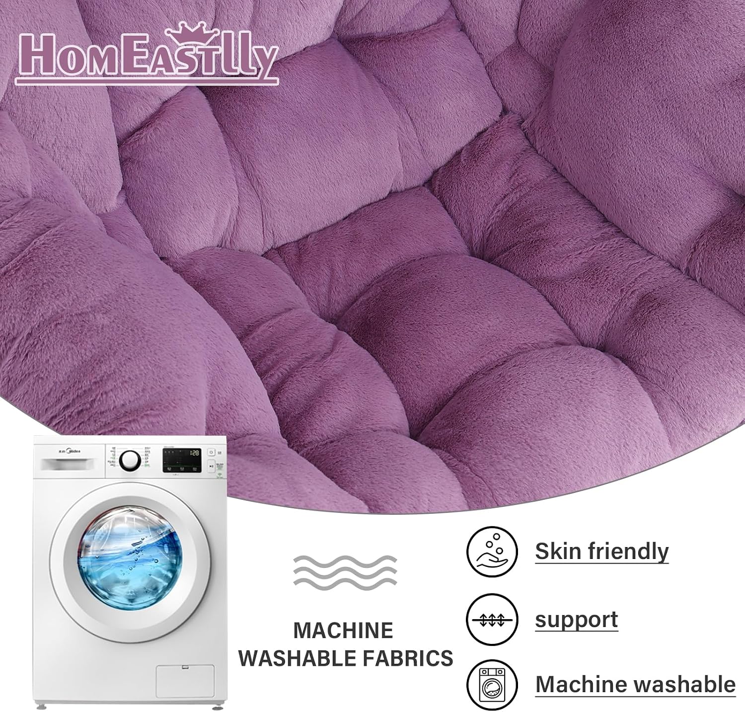 Lazy Chair with Ottoman, Large Purple Accent Chair with Ottoman and FA Throw Pillow, Comfy Plush Reading Chair for Living Room Bedroom Dorm Room Office Apartment Relaxing Use