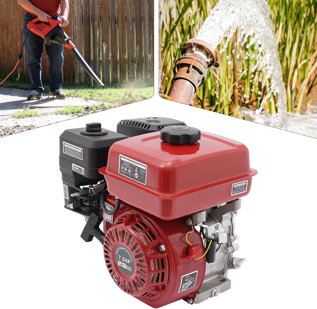 212cc 4-Stroke Pull Start Petrol Engine w/0.95Gal Fuel Tank,3000W 7.5HP Horizontal Air Cooled Single Cylinder Home-use Gas Engine for Water Pumps,Vibrators,Generators,Puffers,Threshers.