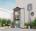 Metal Garden Storage Shed with Lockable Door, Garden Tool Shed with Adjustable Shelves (Brown)