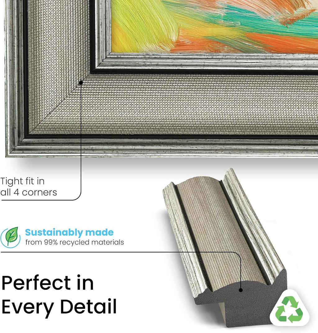 Industrial Nickel 32' Slim Deco TV Frame - Compatible ONLY with Samsung The Frame TVs (Fits 2021-2026, LS03A, LS03B, LS03C, LS03D, LS03FA)