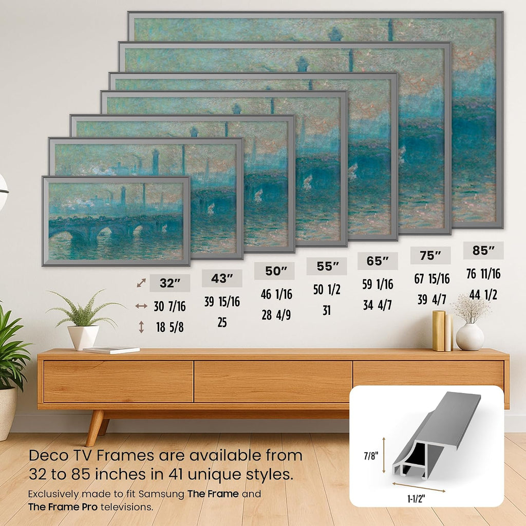 Anodized Black Scoop 32' Alloy Deco TV Frame - Compatible ONLY with Samsung The Frame TVs (Fits 2021-2026, LS03A, LS03B, LS03C, LS03D, LS03FA)