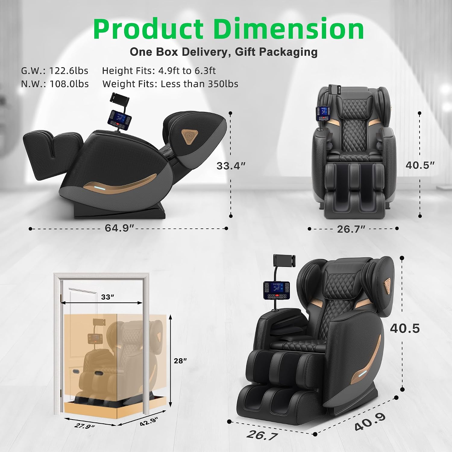 Upgraded Massage Chair Full Body, Zero Gravity Massage Chair Recliner- 10 Fix Points, 2026 Shiatsu Massage Chairs with Heat, Airbags, Foot Massage, 6 Auto Modes, Bluetooth Speaker