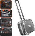 REALTEK 123 Piece Tool Set with Aluminum Case, Mechanics Tool Set with CR-V Constructed, Professional Tool Kit for Home and Car Repair