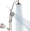 BRIGHT SHOWERS Rain Shower Head with Handheld Combo, Dual Shower System with Slide Bar, Rain Shower System, Adjustable Height, Brass Slide Bar & Diverter, 60 Inch Stainless Steel Hose, Brushed Nickel