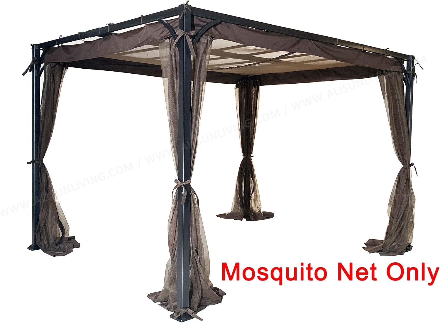 Replacement Mosquito Net for Flat-Roof Pergola - Mesh Bug Net Only (8 ft. x 10 ft., Brown)