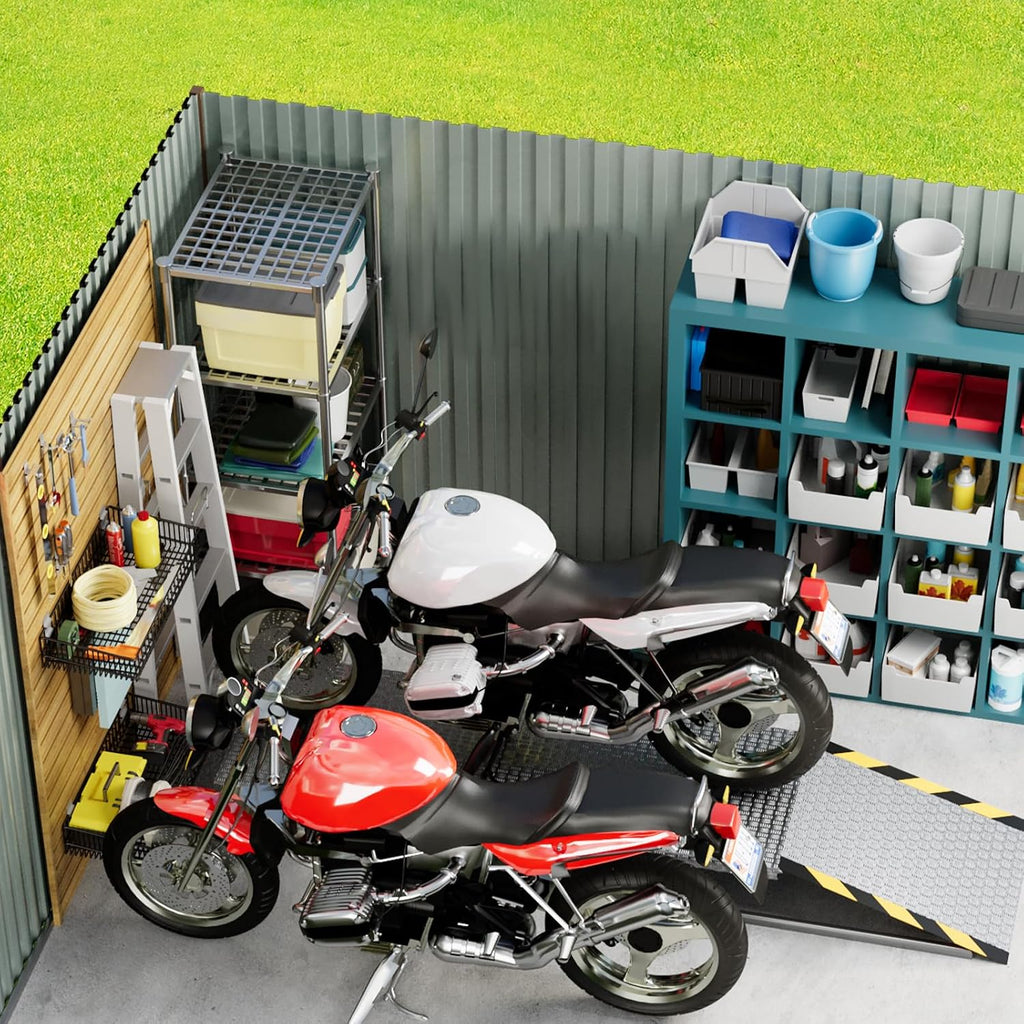 10x12 FT Outdoor Storage Shed, Large Metal Tool Sheds with Sturdy Frame Structure,Sloping Roof and Vents,Updated Reinforced and Lockable Doors Frame for Patio for Backyard,Patio,Garage
