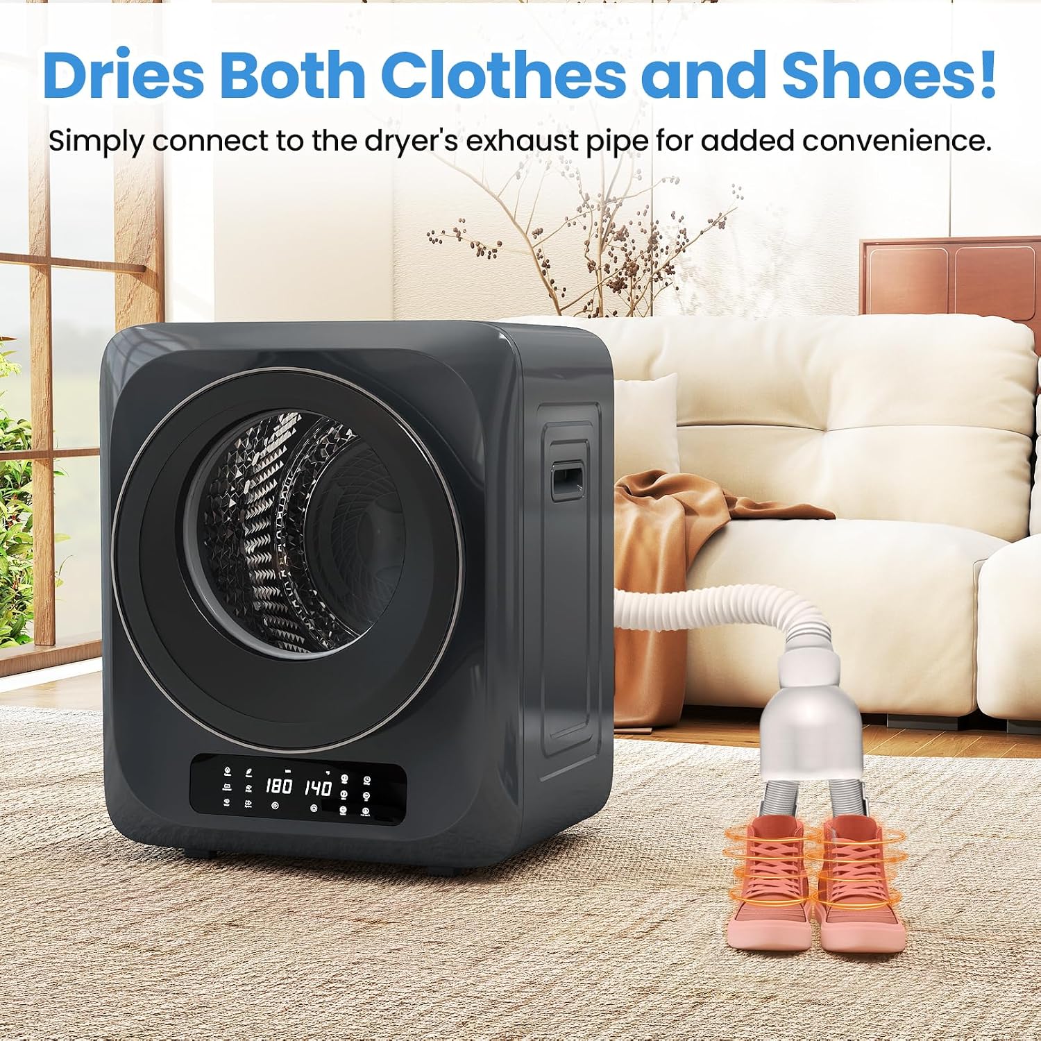 Auertech 12lbs Portable Dryer for Apartment Laundry, Portable Clothes Dryer with 6 Drying Modes, LED Control Panel, Stainless Tub, Mini Compact Dryer for Apartment, RVs, Dorms