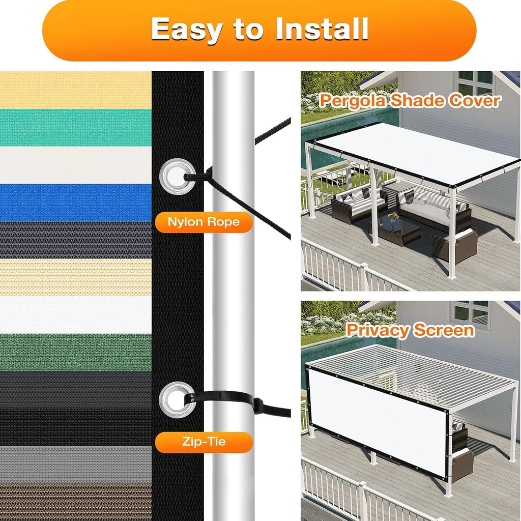 Artpuch Outdoor Pergola Shade Cover 12x20 FT Sun Shade Cloth with Grommets White Commercial Grade Patio Privacy Screen Shade Canopy (Customized Available) GN06