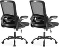 Ergonomic Office Chair, Desk Chair with Adjustable Lumbar Support, Breathable Mesh Comfy Computer Chairs with Flip-up Armrests Executive Task Chair for Adults Home Office (2Pcs)