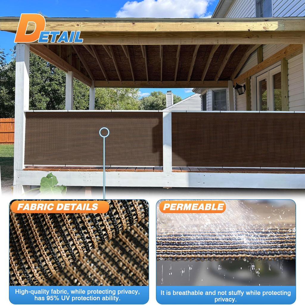 TANG Sun Shade Fabric Roll 8' x 50' Shade Cloth for Patio,Pergola Canopy Replacement Cover, Blockage UV Resistant Mesh Net Sail Sunshades Outdoor for Backyard Garden Plant Deck, Brown