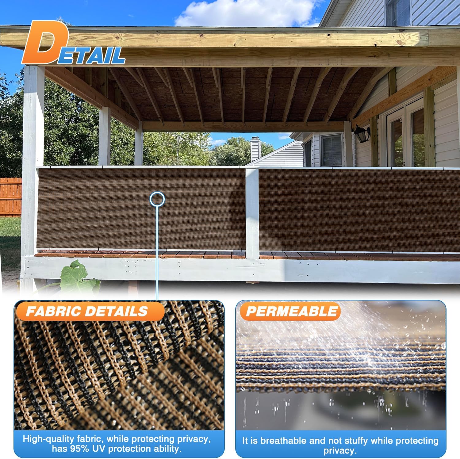 TANG Sun Shade Fabric Roll 8' x 50' Shade Cloth for Patio,Pergola Canopy Replacement Cover, Blockage UV Resistant Mesh Net Sail Sunshades Outdoor for Backyard Garden Plant Deck, Brown