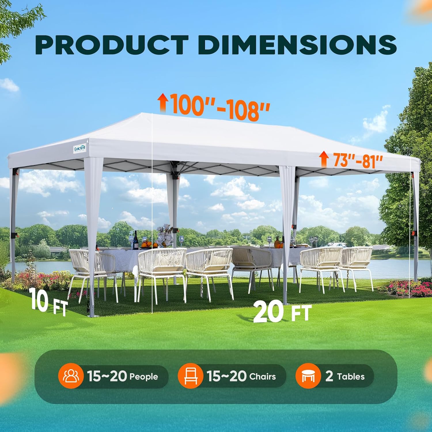 Quictent 10x20 Pop up Canopy with Sidewalls Easy up Canopy Tent Instant Shelter with Windows for Outdoor Events Parties Weddings Commercials Vendors