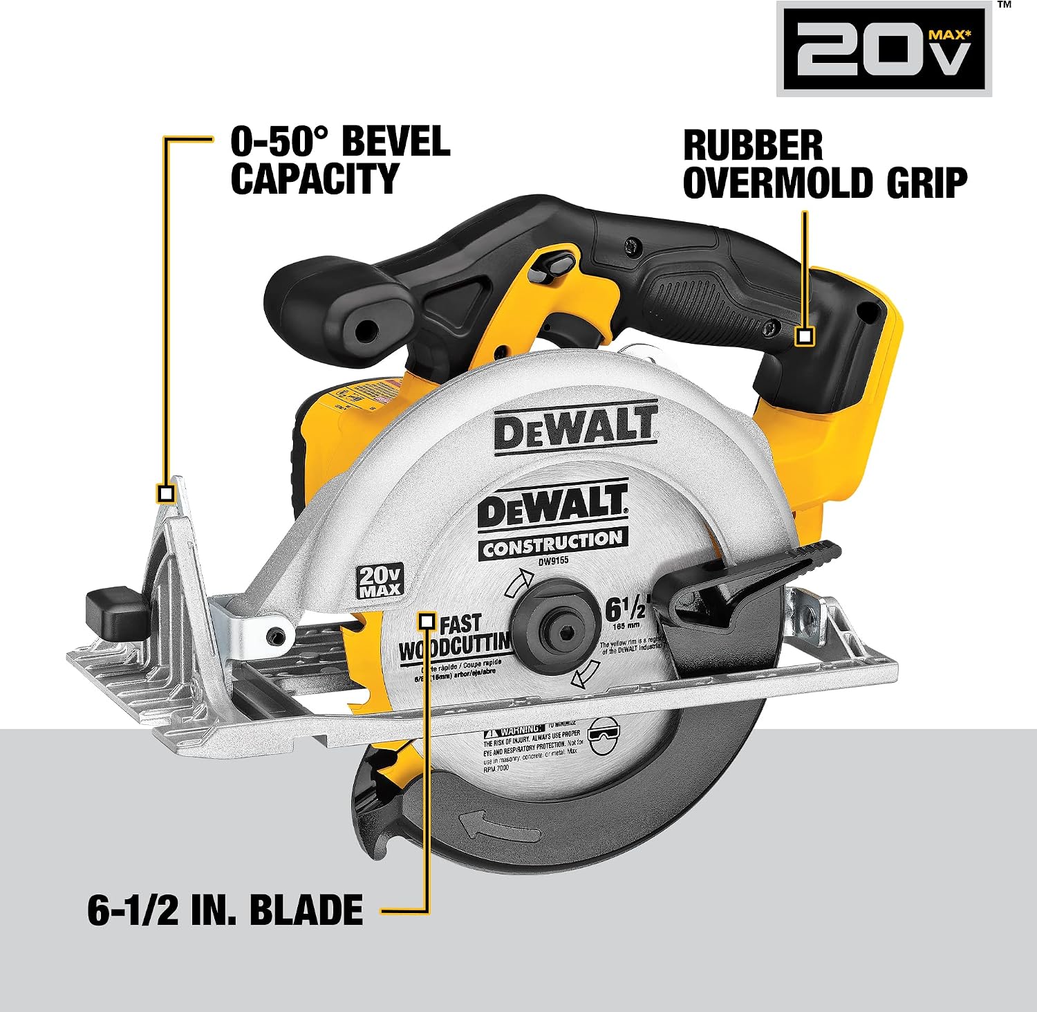 DeWalt 20V MAX Starter KIT & 20V MAX Circular Saw, 6-1/2-Inch Blade, 460 MWO Engine, 0-50 Degree Bevel Capability, Bare Tool Only (DCS391B)