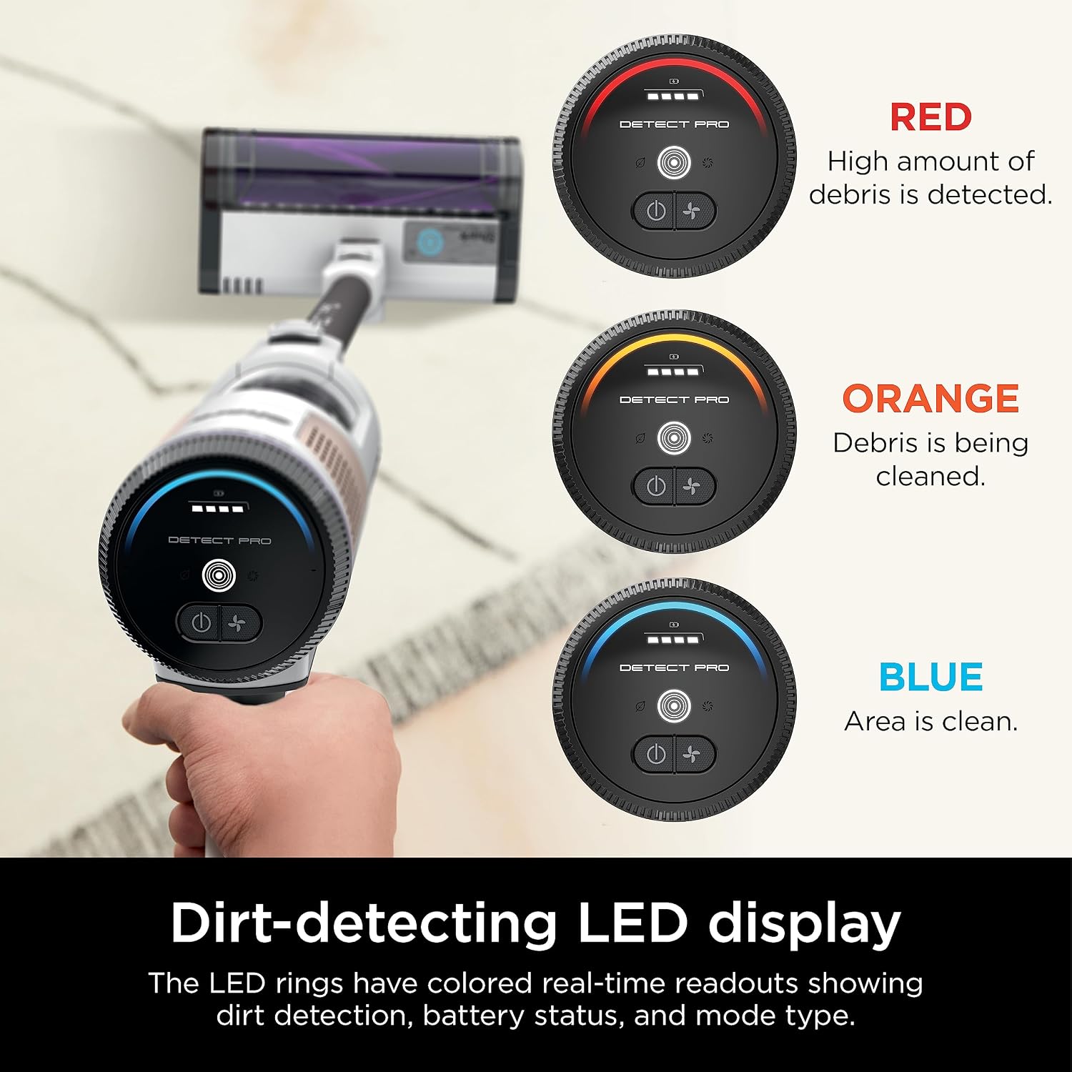Shark IW1111 Detect Pro - Lightweight Cordless Vacuum Cleaner with HEPA Filter, Portable Handheld Attachment, Crevice Tool, Rechargeable Multi-Surface Stick Vacuum for Household Pet Hair, Dark Grey