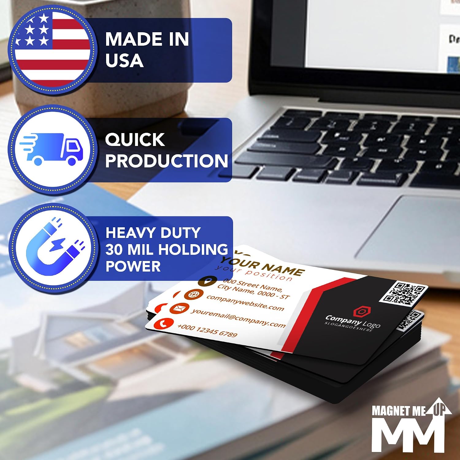 Magnet Me Up Customizable Business Card Magnets 4.125 x 2.5-1000 Pack Heavy-Duty 30 Mil Thick for Strong Hold- Personalized Magnet for Business, Networking, Advertising & Branding, Made in USA