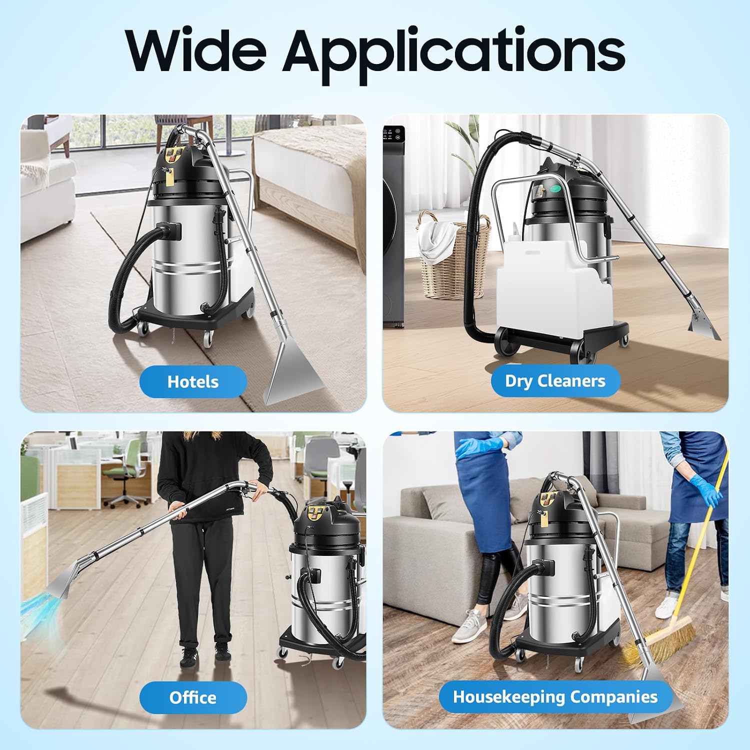 Commercial Carpet Cleaner Machine, 60L 3-in-1 Professional Carpet Vacuum Cleaner, Industrial Steam Cleaner Deep Steam Cleaner for Hotels, Offices
