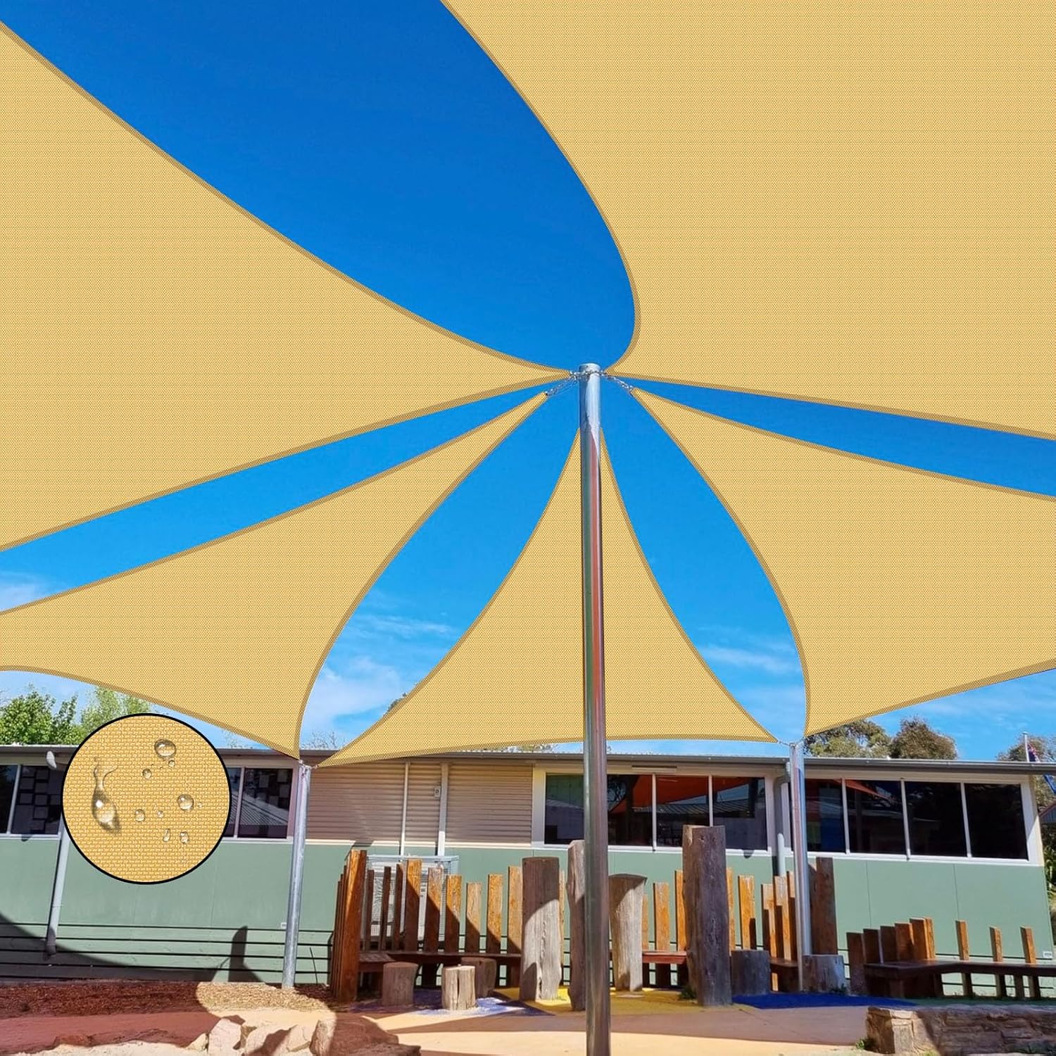Sun Shade Sail Waterproof,UV Block Sand Triangle 12' x 12' x 12' Shade Sails,for Outdoor Pergola Carport Awning Yard Activities