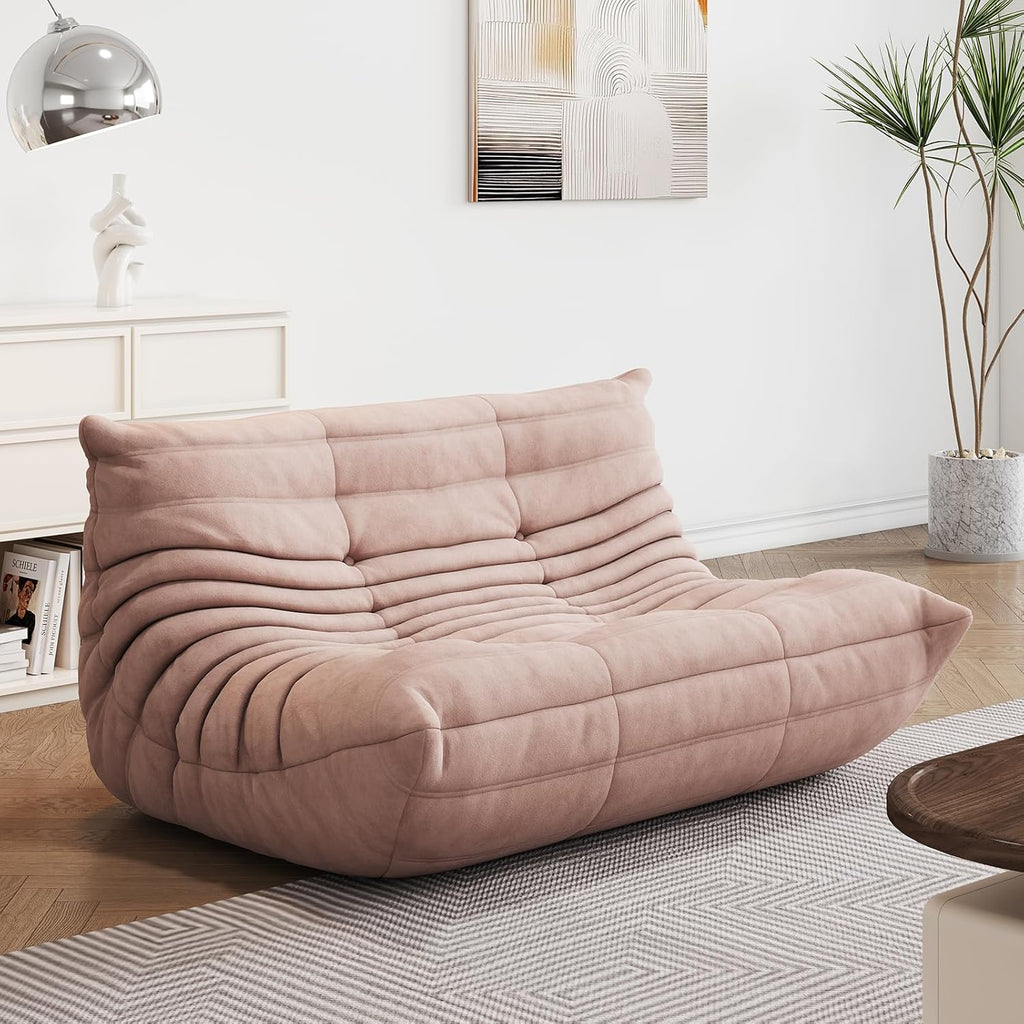 Bean Bag Chair - Corner Sofa, Fireside Chair Bean Bag Sofa Large Bean Bag Chair for Adults,Fireside Floor Couch for Living Room, Bedroom, Gaming (Yellow, Single) (Pink, Loveseat)