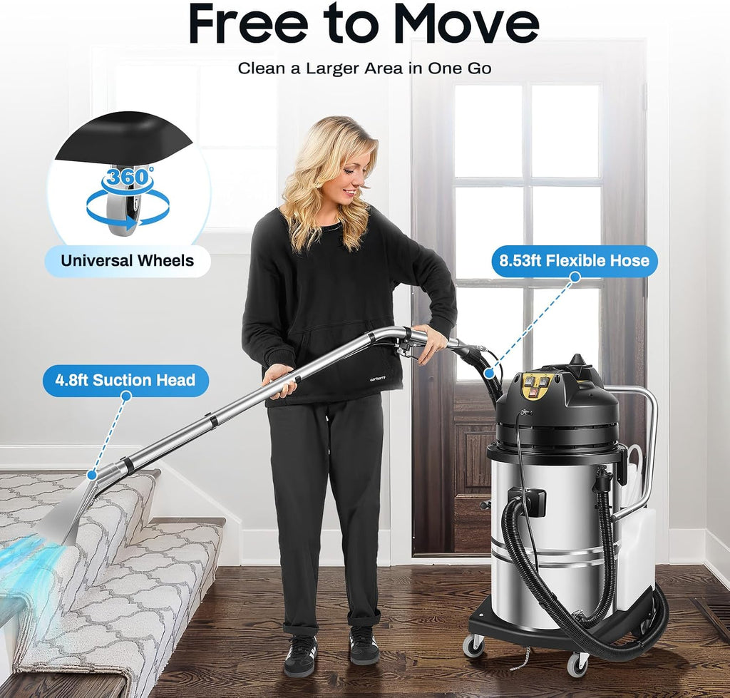 Commercial Carpet Cleaner Machine, 60L 3-in-1 Professional Carpet Vacuum Cleaner, Industrial Steam Cleaner Deep Steam Cleaner for Hotels, Offices
