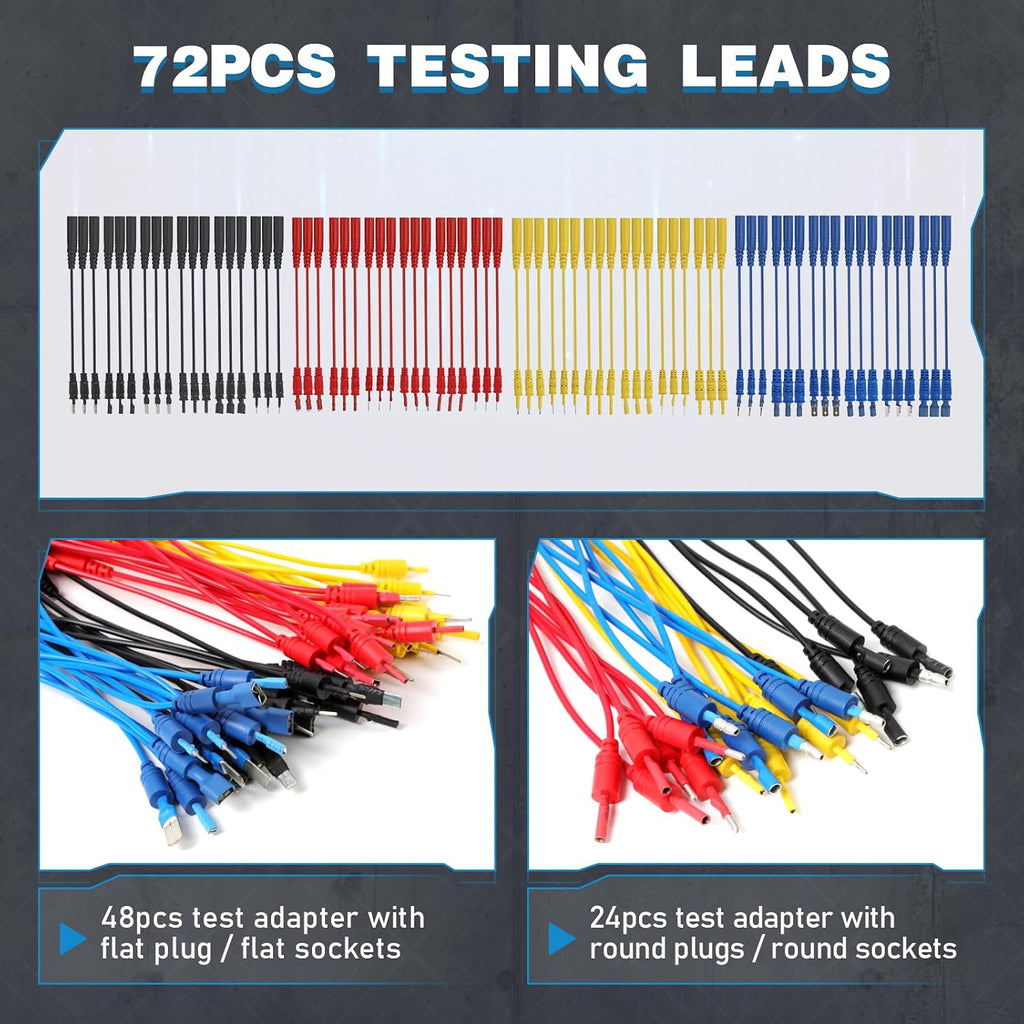 110PCS Automotive Test Lead Kit, AES Wave Multimeter Lead Kit with Back Probes, Piercing Clips & Alligator Clips, Multi-Function Diagnostic Tools for Cars, Trucks & EVs, with Carrying Case