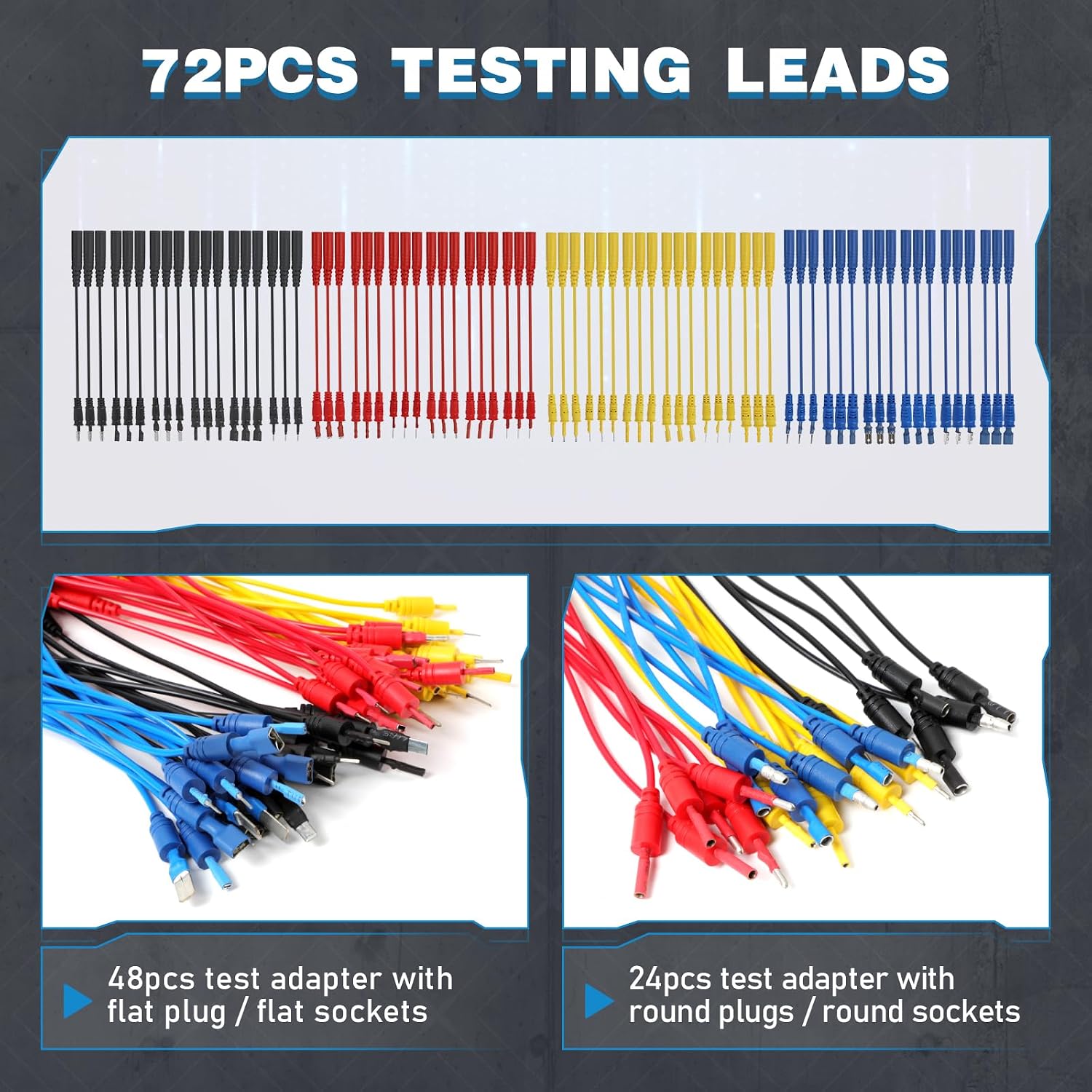 110PCS Automotive Test Lead Kit, AES Wave Multimeter Lead Kit with Back Probes, Piercing Clips & Alligator Clips, Multi-Function Diagnostic Tools for Cars, Trucks & EVs, with Carrying Case