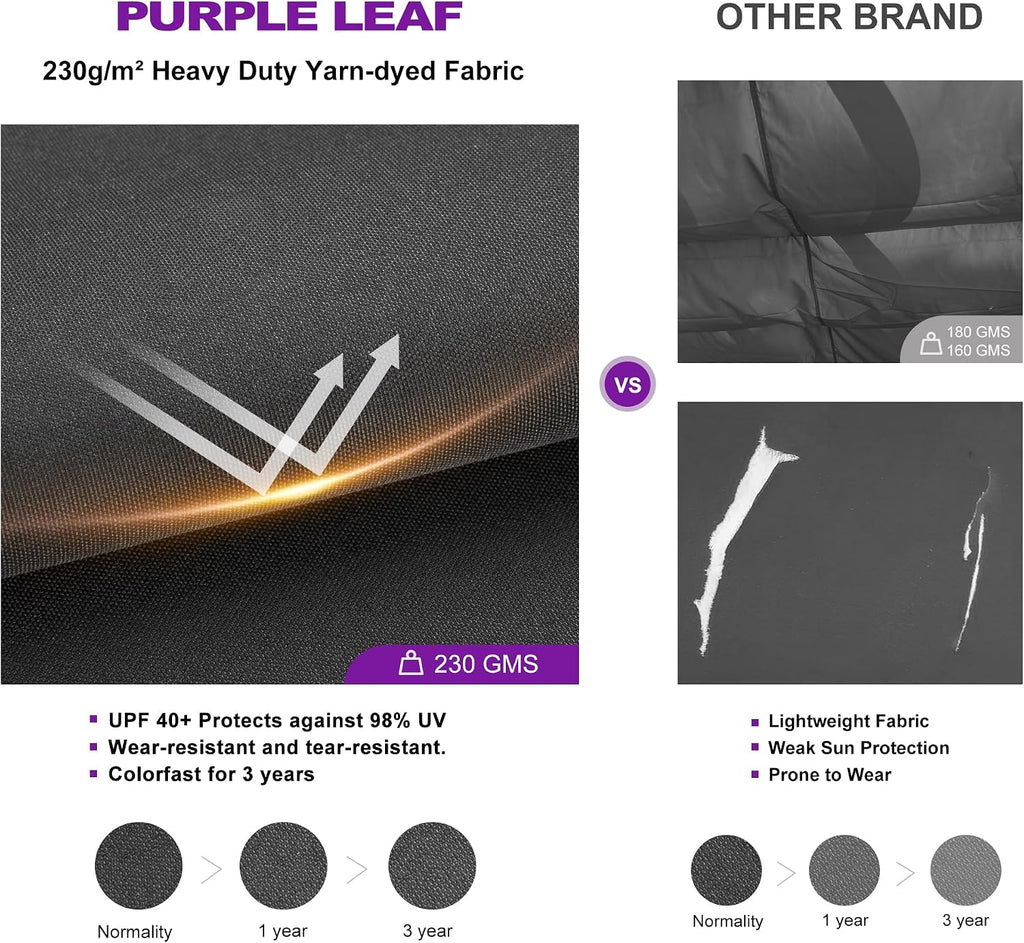 PURPLE LEAF 10' x 13' Aluminum Outdoor Pergola White Wind-Resistant Retractable Pergola with Double Sun Shade Canopy Heavy-Duty Metal Pergola for Patios Backyard Deck Garden, Grey