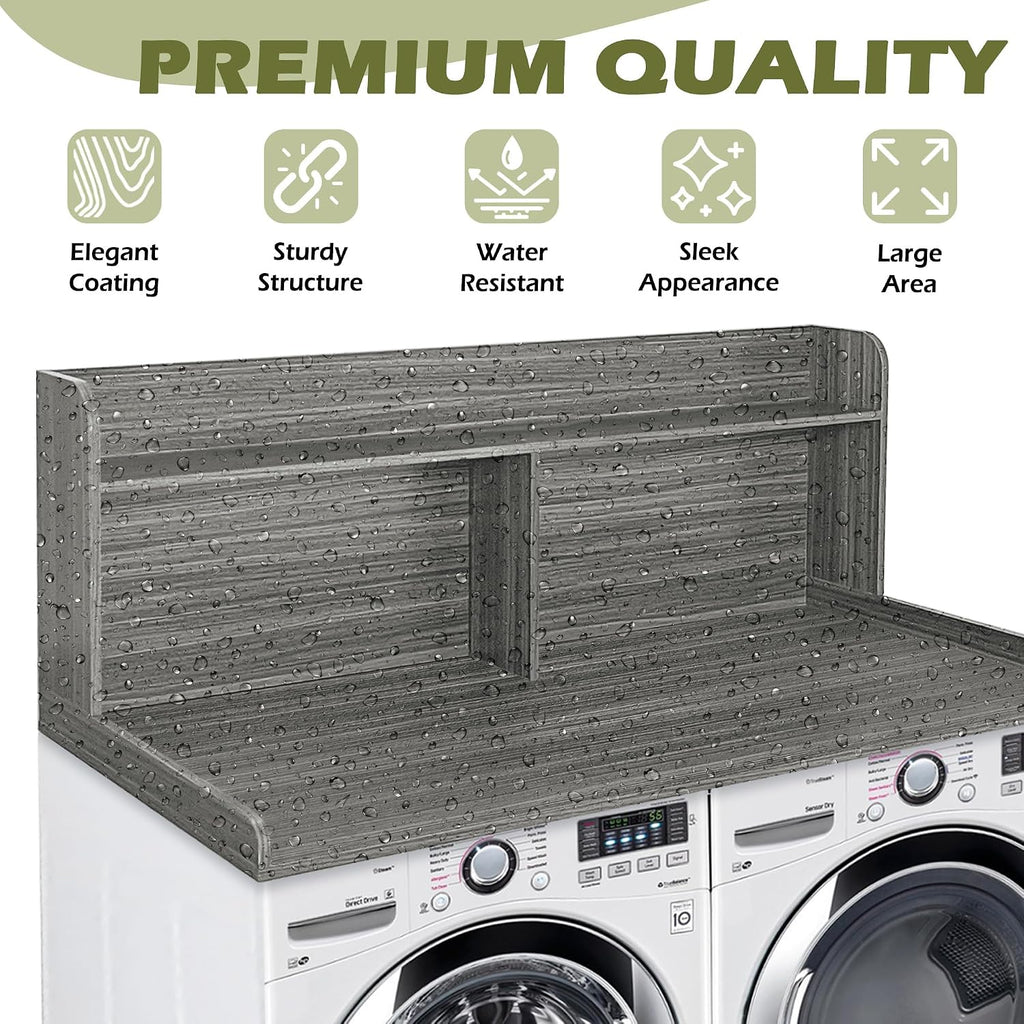 Royxen Laundry Countertop with 20' Shelf Universal Fit, Washer and Dryer Countertop with Storage Space, Eucalyptus