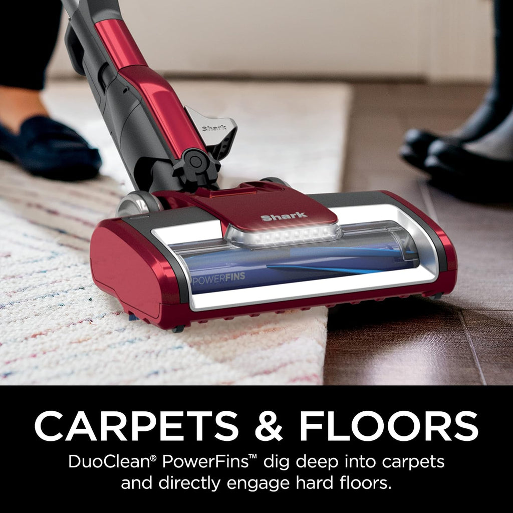 Shark HZ602 Ultralight Pet Pro Corded Stick Vacuum with PowerFins & Self-Cleaning Brushroll, Comet Red (Renewed)