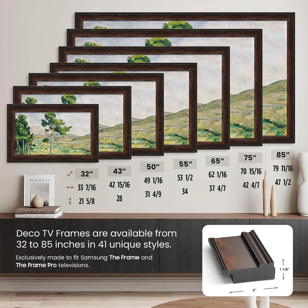 Burlwood 55' Premiere Deco TV Frame - Compatible ONLY with Samsung The Frame TVs (Fits 2021-2026, LS03A, LS03B, LS03C, LS03D, LS03FA)