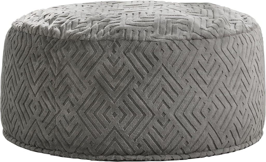 Hobestluk Bean Bag Chairs Adults Beanbag Chair with Filler Large Bean Bags with Fluffy Embossed Cover, Giant Bean Bag Chairs for Adults (Grey, 5FT - 50' x 50' x 24')
