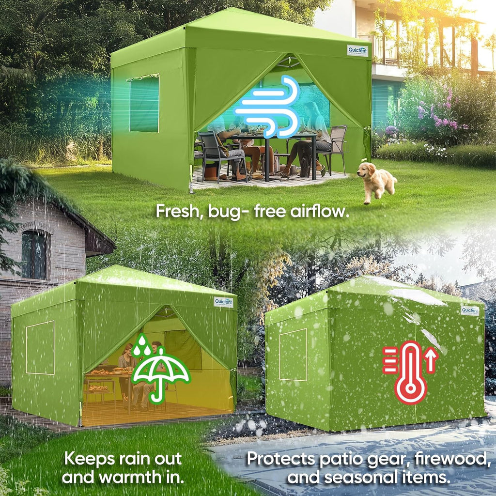 Quictent Privacy 10x10 Pop up Canopy Tent with Sidewalls and Roll-up Ventilated Windows, One Person Easy Setup, Outdoor Commercial Gazebo Shelter Enclosed Waterproof, Bonus 4 Sandbags