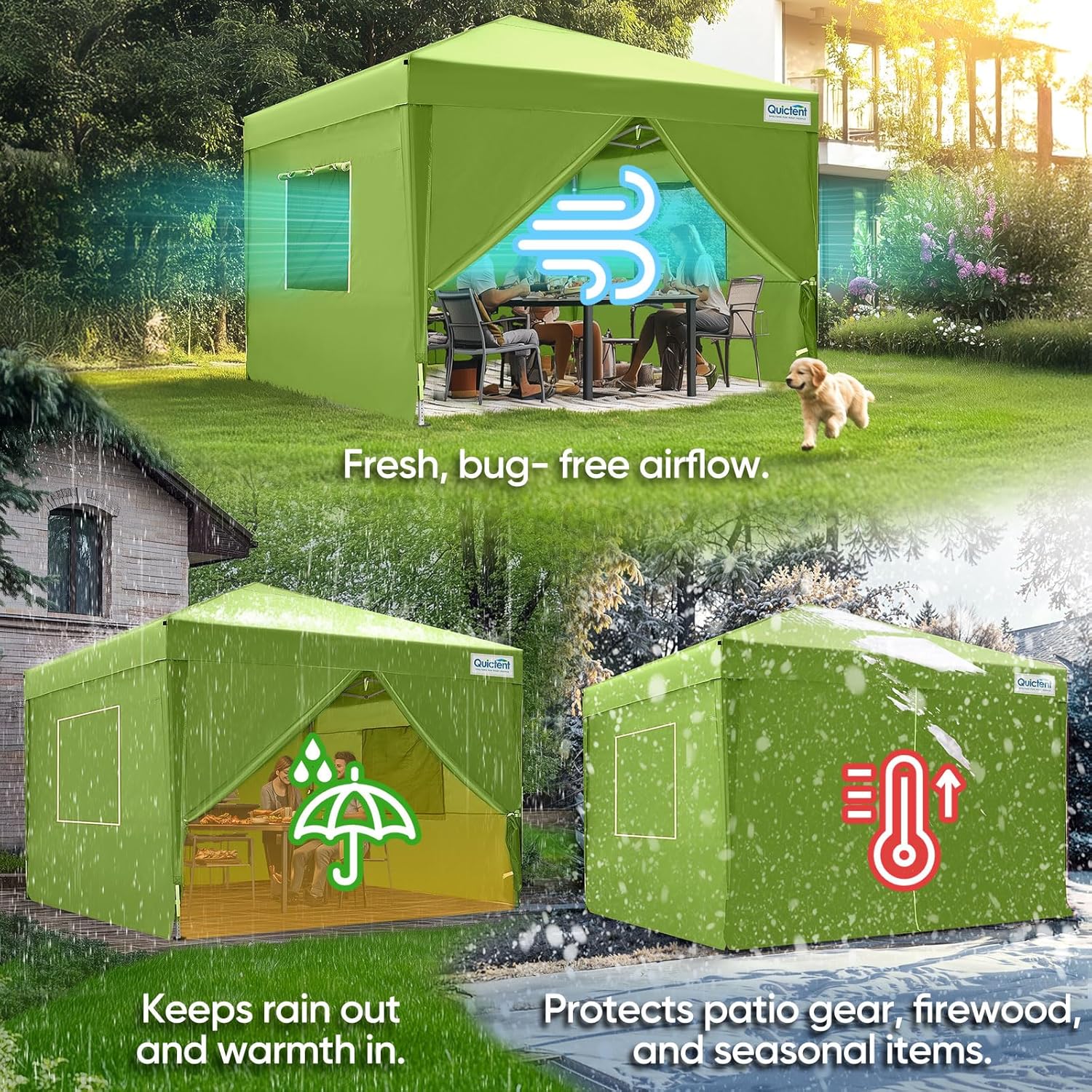 Quictent Privacy 10x10 Pop up Canopy Tent with Sidewalls and Roll-up Ventilated Windows, One Person Easy Setup, Outdoor Commercial Gazebo Shelter Enclosed Waterproof, Bonus 4 Sandbags