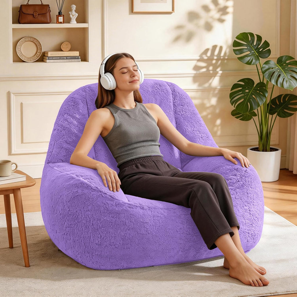 Homguava Bean Bag Chairs for Adults,Giant Beanbag Couch Adult Bean Bag Chair with Filler Included,Modern Lazy Sofa Comfy Chair for Living Room(Purple)
