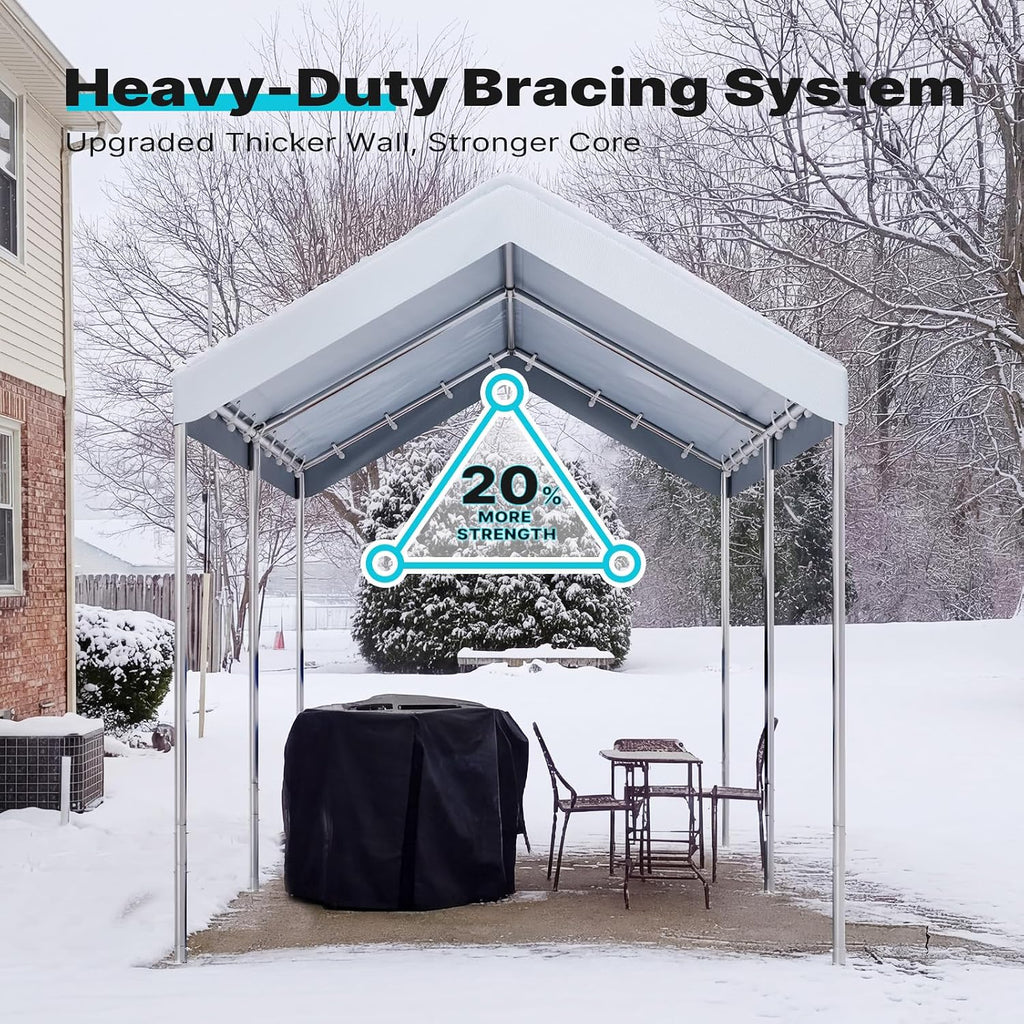 ADVANCE OUTDOOR 10x15 ft Heavy Duty Carport Potable Car Canopy Garage Party Tent Boat Shelter, Adjustable Height from 9.5 ft to 11 ft, White