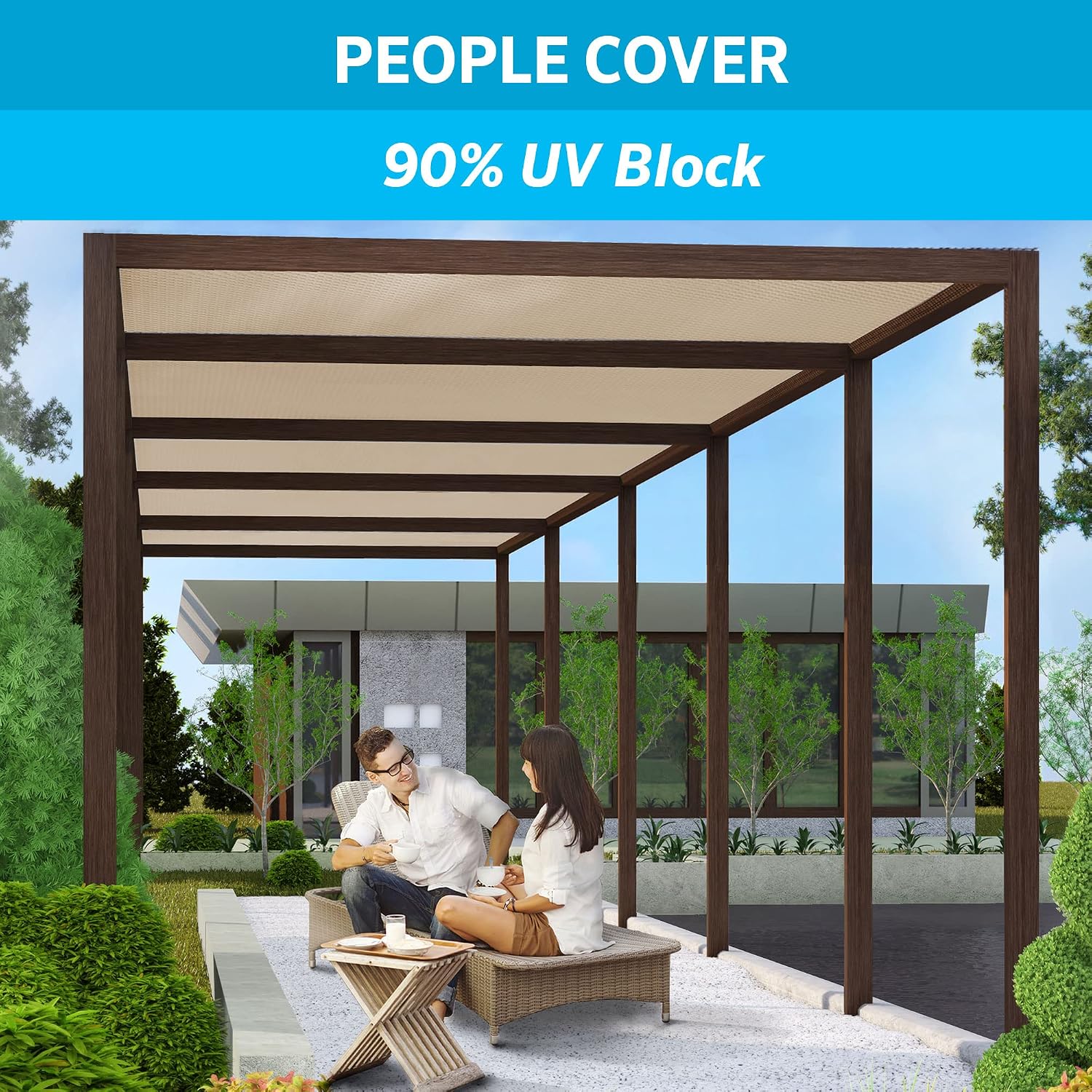 Coolaroo 90% UV Block Shade Cloth and Privacy Screen Shade Fabric Roll, 6' x 15', Wheat