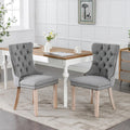 Ball & Cast Contemporary Upholstered Dining Chairs Set of 2, Button Tufted Kitchen Side-Chairs with Hang Ring & Nailhead Trims & Solid Wood Legs, 2-Piece Backrest Traditional Chair, Linen Gray