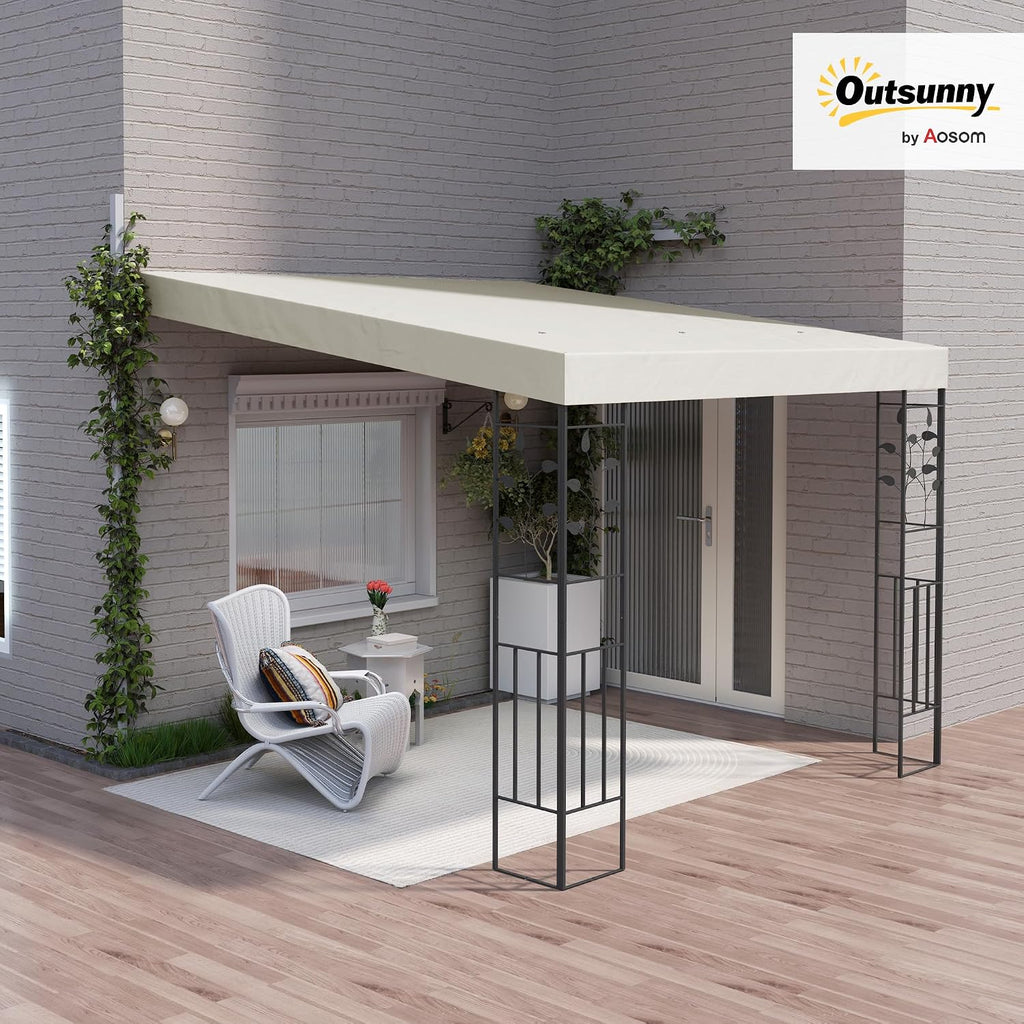 Outsunny 10' x 10' Outdoor Pergola Canopy, Metal Patio Canopy with Weather-Resistant Fabric and Drainage Holes for Backyard, Garden, Porch, Beach, Cream White