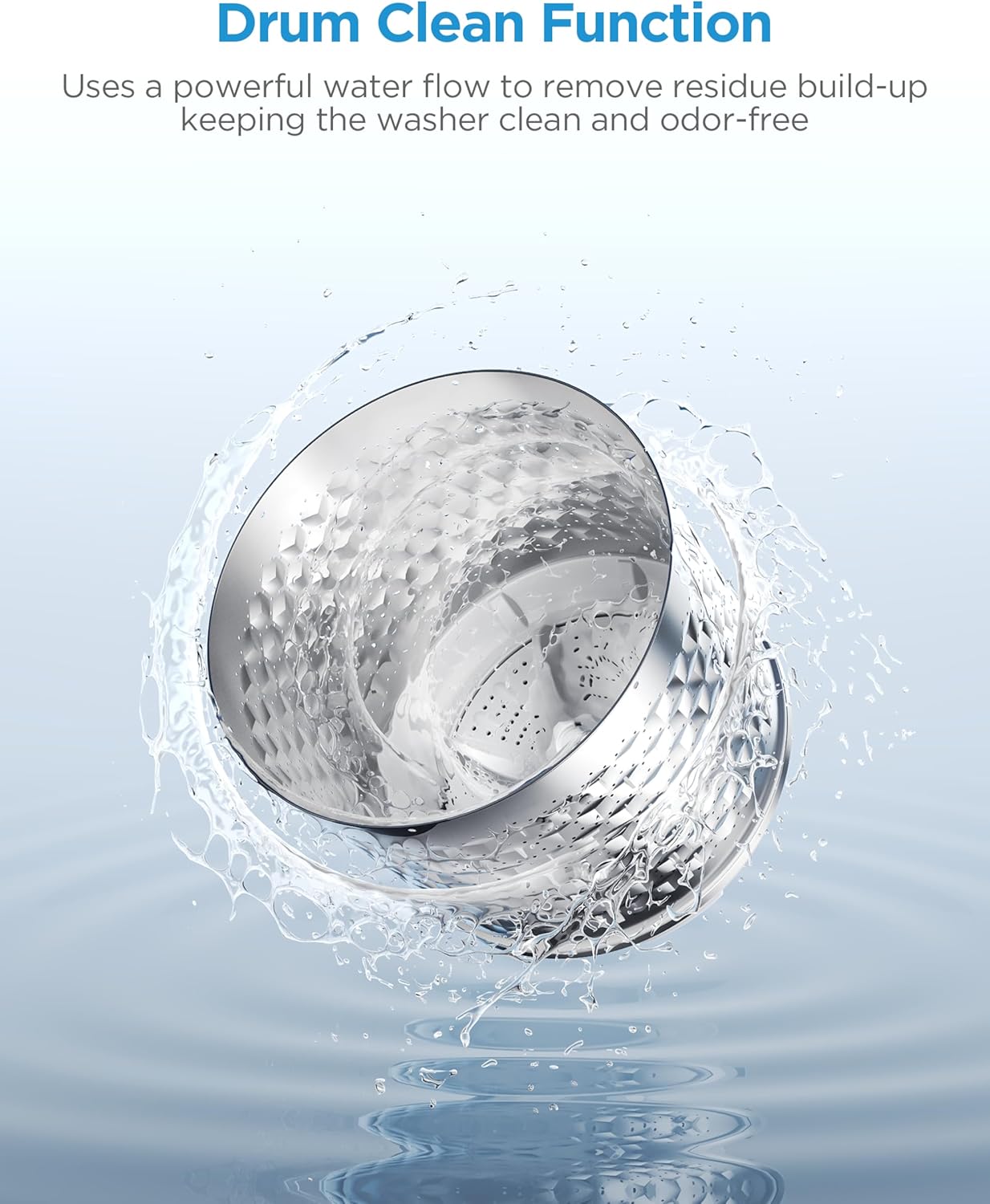 Midea Portable Washing Machine, 0.9 cu. ft with 6 Cycles, Drum Clean, Quick, Stainless Steel Tub, Transparent Lid, LED Display Washing Machine, White
