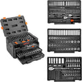 VEVOR Mechanics Tool Set and Socket Set, 1/4' 3/8' 1/2' Drive Deep and Standard Sockets, 450 Pcs SAE and Metric Mechanic Tool Kit with Bits, Hex Wrenches, Combination Wrench, Accessories, Storage Case
