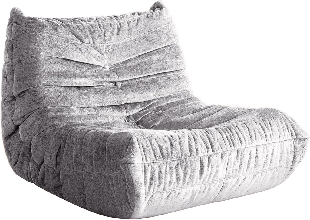 Bean Bag Chair, Giant Bean Bag Chairs for Adults, Faux Fur Memory Foam Bean Bag Couches with Filler, Fireside Lazy Sofa for Living Room, Bedroom, Office(Light Gray)
