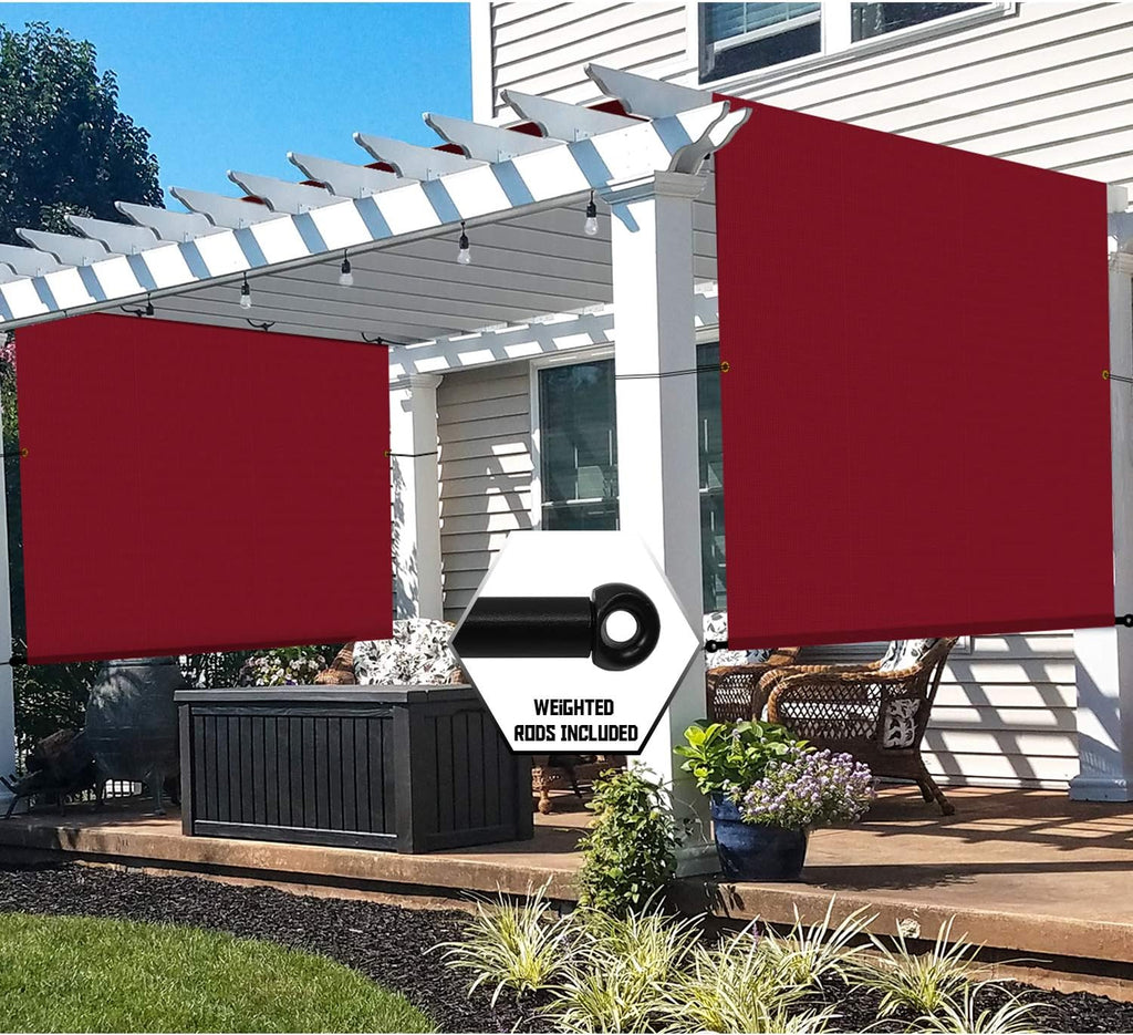 TANG 12' x 20' Outdoor Universal Pergola Replacement Cover Canopy Waterproof with Grommets Weight Rods Sun Shade Panel for Patio Backyard Red