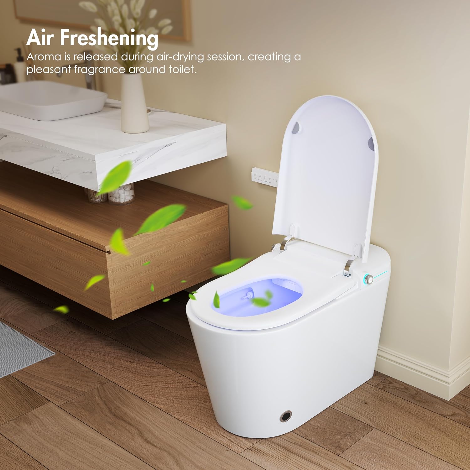 Smart Toilet with Bidet Built in, Eridanus One Piece Bidet Toilet for Bathrooms, Warm Water Wash & Dryer, Foot Sensor Flush, Elongated Heated Seat, Auto Open/Close with Digital Display, White