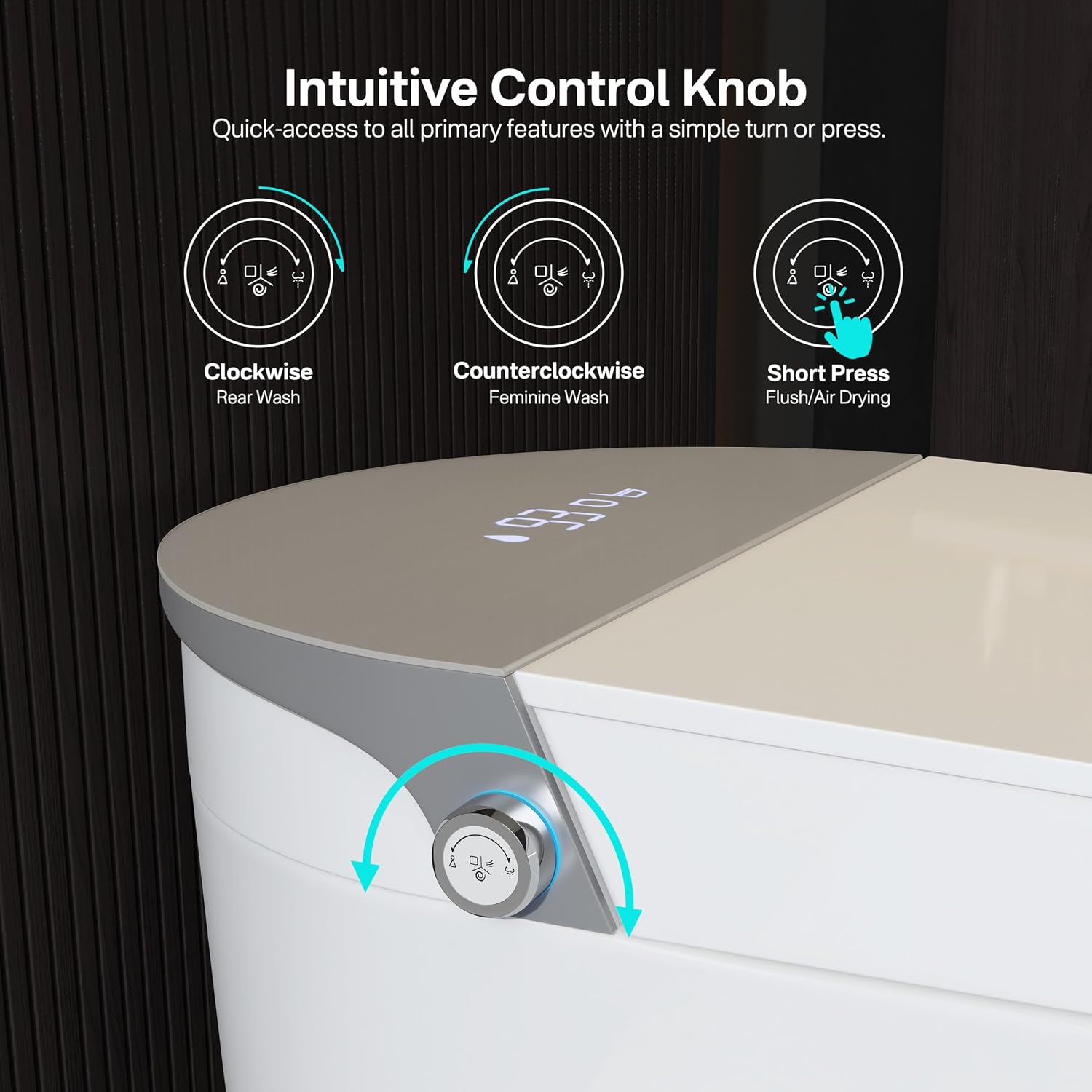Smart Toilet, Eridanus One Piece Bidet Toilet for Bathroom, Toilet with Heated Bidet Seat, Adjustable Warm Water Wash & Dryer, Foot Sensor Flush, Tankless Toilet with LED Display, White & Gray